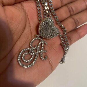Iced Out Womens A Necklace